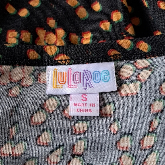 LuLaRoe Women's Size Small JULIA Black Gold Print Dress Soft Short Sleeve - Picture 4 of 6